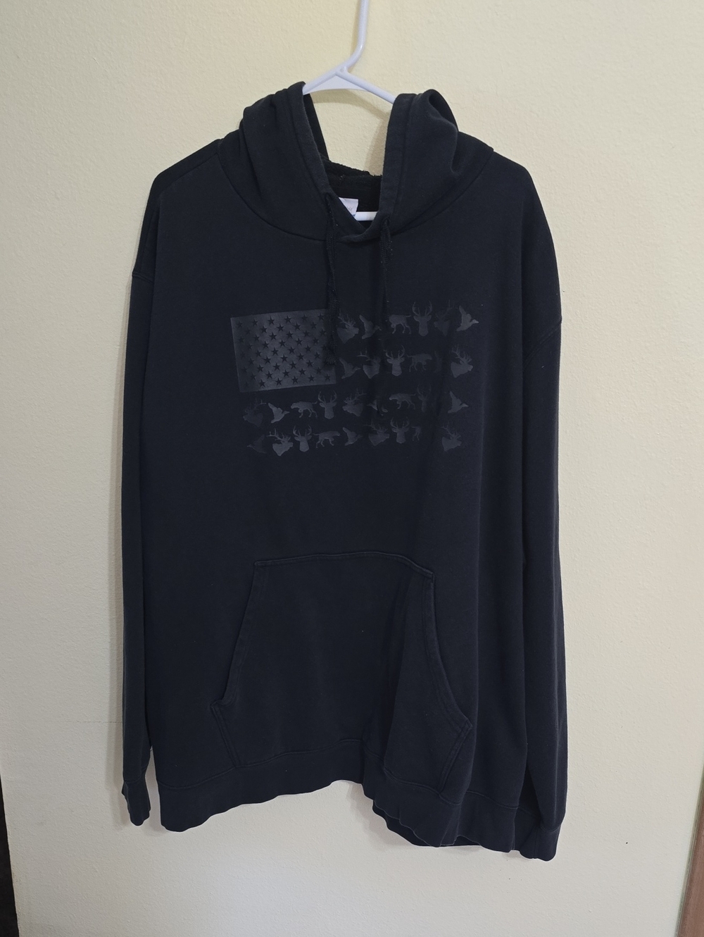 Men's Navy Hoodie Sweatshirt with Subtle Flag Graphic